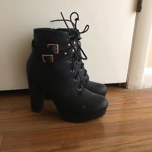 Black high heel booties